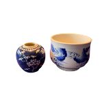 TWO CHINESE BLUE AND WHITE PORCELAIN ITEMS To include a censer shaped bowl, decorated with