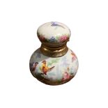 A 19TH CENTURY FRENCH SILVER-GILT ENAMEL SCENT BOTTLE Bulbous form having pale blue and white ground