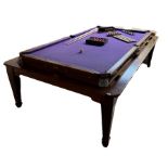 SIR WILLIAM BENTLEY, A THREE QUARTER SIZE MAHOGANY SNOOKER BILLIARD/DINING TABLE With rollover slate