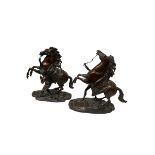 AFTER COUSTOU, GUILLAUME, 1677 - 1746, A PAIR OF 19TH CENTURY FRENCH PATINATED BRONZE GROUPS OF