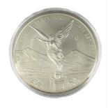 A LARGE ONE KILOGRAM SILVER PLATA PURA 2011 LIBERTAD BULLION COIN.