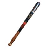 A VICTORIAN PAINTED POLICE TRUNCHEON WITH CROWNED CIPHER Above a cartouche inscribed ‘Police’,