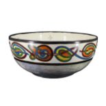 A LARGE ART DECO WEDGWOOD BOWL With multicoloured and gilded decoration followed into a lustre