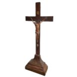 A 19TH CENTURY ROSEWOOD STANDING CORPUS CHRISTI Having a possible lime wood carving of Christ,