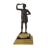 AFTER FRANZ BERGMAN, A 19TH CENTURY CONTINENTAL PATINATED BRONZE STATUE, A STANDING NATIVE MAN IN
