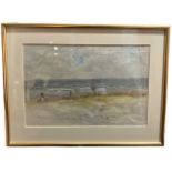 RODNEY JOSEPH BURN, R.A., 1899 - 1984, WATERCOLOUR Coastal beach scene, with figures, signed with