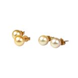 TWO PAIRS OF 14CT GOLD AND PEARL EARRINGS. (total gross weight 4.5g)