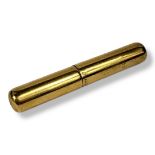 DUNHILL, A VINTAGE YELLOW METAL CIGARETTE CYLINDRICAL HOLDER AND CASE Case marked 'Denicotea,