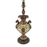 AN EARLY 20TH CENTURY CENTRAL EUROPEAN (POSSIBLY AUSTRIAN) LAMP BASE, CIRCA 1900 - 1910 Majolica