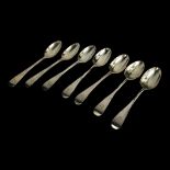 A SET OF SIX VICTORIAN SILVER TEASPOONS Plain form, bearing engraved initials, hallmarked Thomas