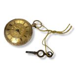 A VICTORIAN 18CT GOLD LADIES’ POCKET WATCH Open face with gilt tone dial, movement marked ‘W Woods