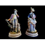 A PAIR OF 19TH CENTURY FRENCH BISQUE PORCELAIN FIGURES Hunting theme, a gent with shotgun and gun