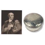 A GEORGIAN IRISH SILVER SPHERICAL INDUSTRIAL PRESENTATION BOX With engraved decoration of a family