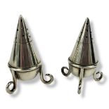 HUKIN AND HEATH, A PAIR SILVER CONICAL FORM PEPPERETTES Hallmarked Hukin and Heath(John Thomas Heath