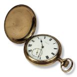 ELGIN, AN EARLY 20TH CENTURY AMERICAN YELLOW METAL FULL HUNTER POCKET WATCH Having engraved floral