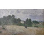 V. FINGELDORF, AN EARLY 20TH CENTURY OIL ON CANVAS Titled 'Casseoux', landscape, harvesting scene, a