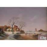 AFTER DUTCH OLD MASTERS, BERNARD PAGO, A MID 20TH CENTURY OIL ON BOARD Winter landscape view,
