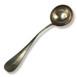 A 19TH CENTURY FRENCH SILVER SAUCE LADLE Bearing engraved initials to rear of finial. (approx