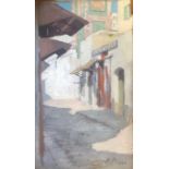 ALEXANDER MANN, 1853 - 1908, OIL SKETCH ON PANEL Continental street scene, signed with initials,