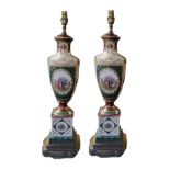 AN IMPRESSIVE PAIR OF 20TH CENTURY VIENNA STYLE NEOCLASSICAL LAMP BASES, CIRCA 1900 Decorated to one