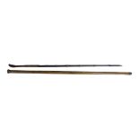 AN EDWARDIAN BAMBOO SWORD STICK Along with an Edwardian brass topped tippling stick. Condition: both