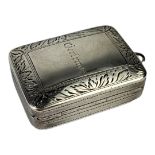 SAMUEL PEMBERTON, A GEORGIAN SILVER RECTANGULAR VINAIGRETTE Convex case, with hanging bale and