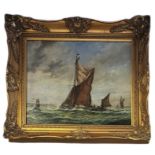 A. KENNEDY, A MID 20TH CENTURY BRITISH VICTORIAN STYLE OIL ON CANVAS Seascape, fishing boats on a