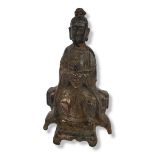 JAMBHALA MAMMON, A CHINESE BRONZE BUDDHA STATUE Representing The Wealth of God. (h 24cm)