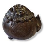 A LATE 19TH CENTURY JAPANESE MEIJI PERIOD, 1868 - 1911, SMALL GLOBULAR BRONZE CENSER The cover