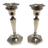 LEVI AND SOLOMAN, A FINE PAIR OF EARLY ART DECO STERLING SILVER CANDLESTICKS, 1920 Exceptionally