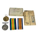 A PAIR OF WWI BRITISH ARMY WAR MEDALS Comprising a silver Defence medal and a bronze Victory