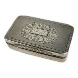 AN EARLY 20TH CENTURY CONTINENTAL WHITE METAL RECTANGULAR VINAIGRETTE With fine engraved floral