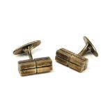 A PAIR OF MID CENTURY DANISH SILVER GENT’S RECTANGULAR CUFFLINKS Marked 'Sterling Denmark RS,