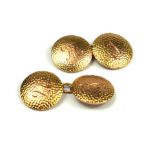 A VINTAGE PAIR OF 9CT GOLD GENT’S SPHERICAL CUFFLINKS With textured decoration and engraved