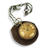 A VICTORIAN 18CT GOLD LADIES’ POCKET WATCH Open face with gold tone dial and carved decoration to