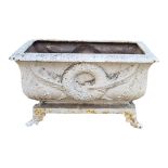 AN EARLY 19TH CENTURY FRENCH CAST IRON NEOCLASSICAL RECTANGULAR PLANTER Moulded in relief, with