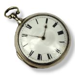 AN 18TH CENTURY SILVER VERGE PAIR CASE POCKET WATCH Open face, both cases, hallmarked London,