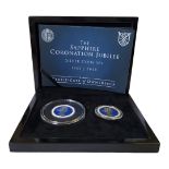 A SILVER AND ENAMEL 'COMMEMORATIVE' TWO FULL CROWN COIN PROOF SET, DATED 2018 Titled 'The Sapphire