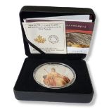 A 5OZ SILVER AND ENAMEL 'CANADA QUEEN VICTORIA' FIFTY DOLLAR PROOF COIN With double portrait of