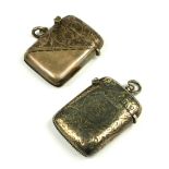 TWO VICTORIAN SILVER RECTANGULAR VESTA CASES With engraver decoration to include hallmark 1900.
