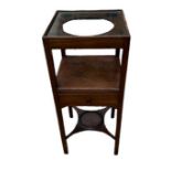 A 19TH CENTURY MAHOGANY SQUARE SECTION WASHSTAND Along with another, a corner washstand and a
