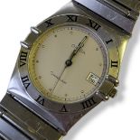 OMEGA, CONSTELLATION, A STAINLESS STEEL GENT’S WRISTWATCH Circular silver tone dial with calendar