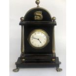 A 19TH CENTURY BRASS AND BEECHWOOD SEDAN CLOCK With turned finials and diving dolphin above a