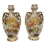 ROYAL BONN-FRANZ ANTON MEHLEM, A PAIR OF ART NOUVEAU PORCELAIN GILDED VASES, CIRCA 1900 Twin