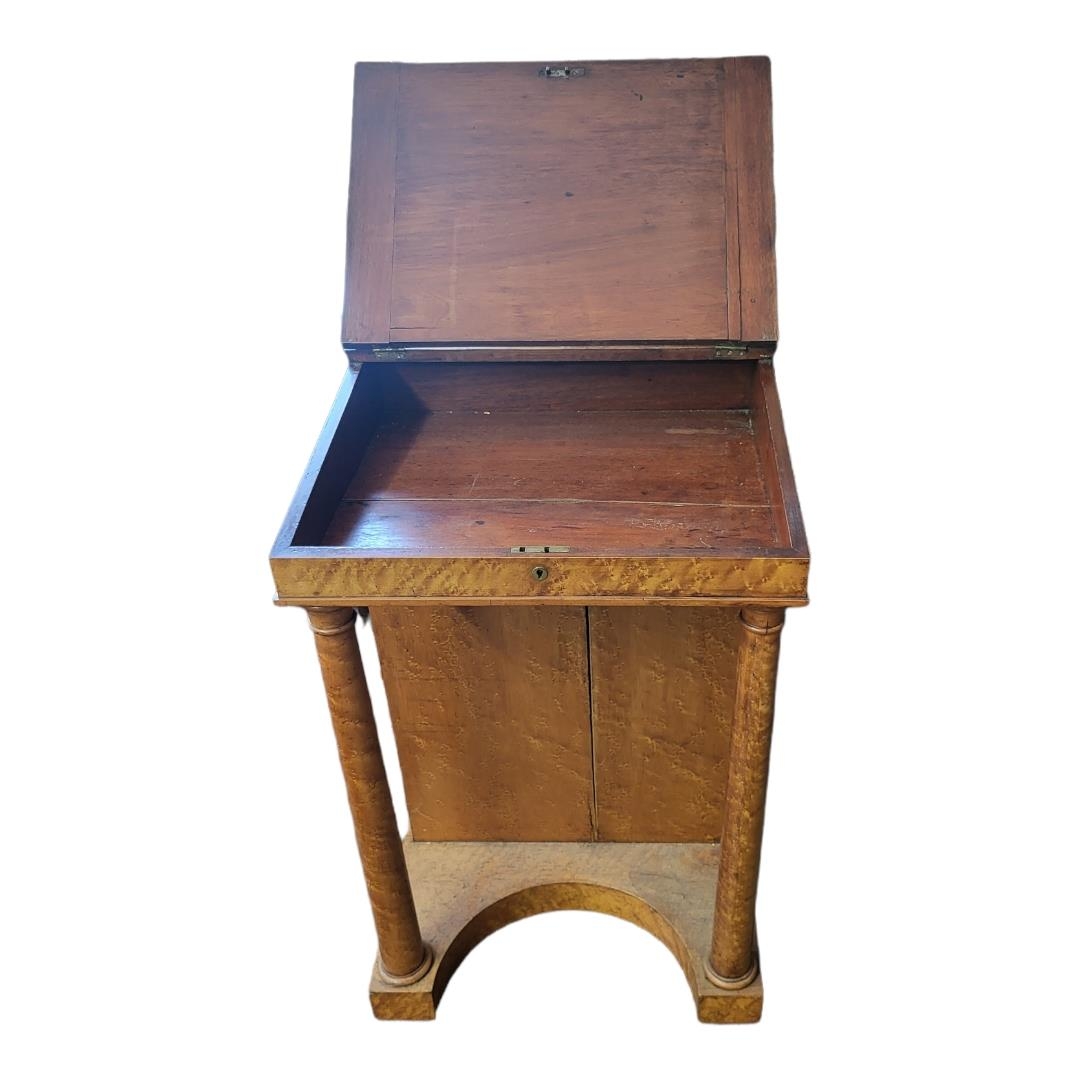 A VICTORIAN BIRDSEYE MAPLE DAVENPORT DESK With brass gallery above a tooled leather surface, - Image 2 of 2