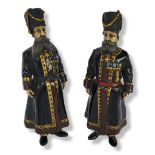 A PAIR OF RUSSIAN COLD PAINTED BRONZE FIGURES Depicting AA Kudinov and NN Pustynnikov, impressed