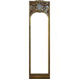 AN EARLY/MID 20TH CENTURY FRENCH GILT FRAMED HALL MIRROR With ribbon crest and carved and pierced
