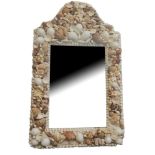 A 20TH CENTURY HIGHLY DECORATIVE SEASHELL WALL MIRROR Well decorated in geometric pattern with