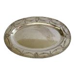 AN EARLY 20TH CENTURY GERMAN SILVER OVAL MEAT PLATTER Embossed with classical swags and bows, marked