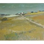 A FRENCH MID CENTURY OIL ON BOARD LANDSCAPE Rural scene, with farm building, signed lower left